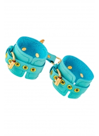 Голубые однослойные кожаные наручники - Pecado - купить с доставкой в Вологде