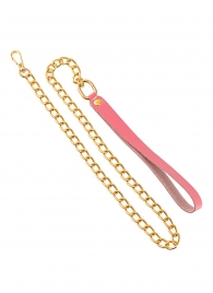 Розовый кожаный поводок с карабином для ошейника - 80 см. - Pecado - купить с доставкой в Вологде