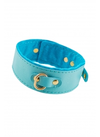 Голубой двуслойный кожаный ошейник с подкладкой из фетра - Pecado - купить с доставкой в Вологде