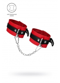 Красно-черные мягкие оковы с одним ремешком и люверсами - Pecado - купить с доставкой в Вологде