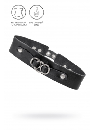 Черный чокер-ошейник со связанными кольцами на подложке - Pecado - купить с доставкой в Вологде