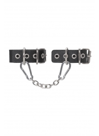 Черные кожаные наручники-браслеты из одного ремешка с люверсами - Pecado - купить с доставкой в Вологде