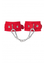 Красные кожаные наручники-браслеты со скруглёнными углами - Pecado - купить с доставкой в Вологде