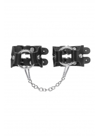 Черные кожаные наручники-браслеты из двух ремешков - Pecado - купить с доставкой в Вологде