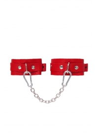 Красные кожаные узкие оковы со скруглёнными углами - Pecado - купить с доставкой в Вологде