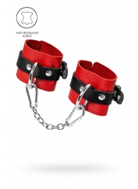 Красно-черные мягкие наручники с одним ремешком с люверсами - Pecado - купить с доставкой в Вологде