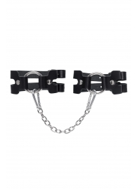 Черные кожаные оковы из двух ремешков - Pecado - купить с доставкой в Вологде