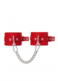Красные мягкие кожаные оковы с люверсами - Pecado - купить с доставкой в Вологде