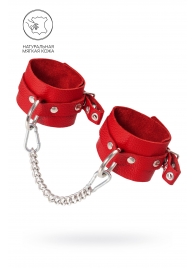 Красные мягкие кожаные оковы с люверсами - Pecado - купить с доставкой в Вологде
