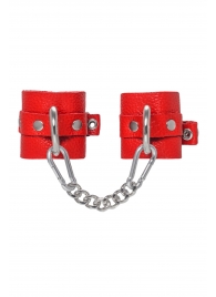 Красные мягкие кожаные наручники с люверсами - Pecado - купить с доставкой в Вологде