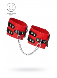 Красно-черные мягкие оковы с двумя ремешками с люверсами - Pecado - купить с доставкой в Вологде