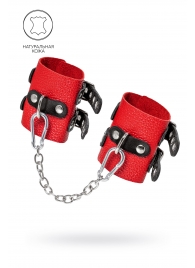 Красно-черные мягкие наручники с двумя ремешками с люверсами - Pecado - купить с доставкой в Вологде