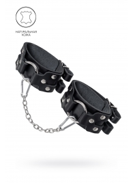 Черные кожаные оковы с двумя ремешками - Pecado - купить с доставкой в Вологде