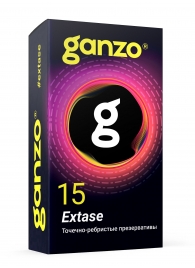 Презервативы анатомической формы с точечной и ребристой структурой Ganzo Extase - 15 шт. - Ganzo - купить с доставкой в Вологде