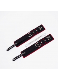 Черно-красные оковы с красной строчкой Sex - Crazy Handmade - купить с доставкой в Вологде