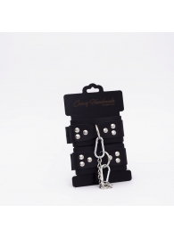 Черные кожаные наручники с регулируемыми ремешками - Crazy Handmade - купить с доставкой в Вологде