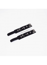 Черные кожаные наручники с регулируемыми ремешками - Crazy Handmade - купить с доставкой в Вологде