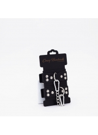 Черные кожаные оковы с регулируемыми ремешками - Crazy Handmade - купить с доставкой в Вологде