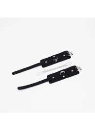 Черные кожаные оковы с хромированной фурнитурой - Crazy Handmade - купить с доставкой в Вологде