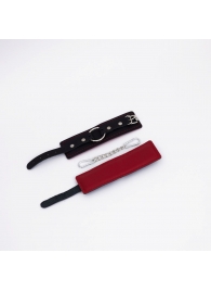 Черно-красные кожаные наручники - Crazy Handmade - купить с доставкой в Вологде