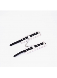 Бело-красные кожаные наручники - Crazy Handmade - купить с доставкой в Вологде