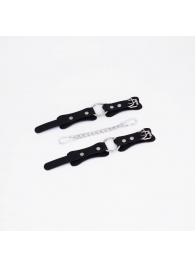 Черные кожаные наручники с кольцом - Crazy Handmade - купить с доставкой в Вологде