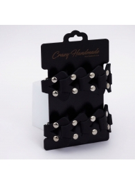 Черные кожаные наручники из звеньев - Crazy Handmade - купить с доставкой в Вологде