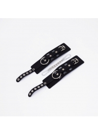 Черные кожаные наручники Sex - Crazy Handmade - купить с доставкой в Вологде