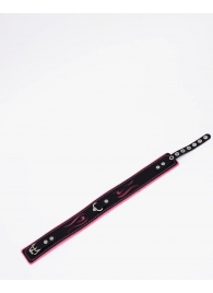 Черно-розовый кожаный ошейник с розовой строчкой - Crazy Handmade - купить с доставкой в Вологде