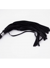 Черный кожаный флоггер со стальной ручкой - 45 см. - Crazy Handmade - купить с доставкой в Вологде