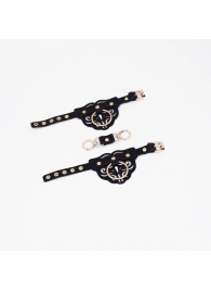 Черные наручники с золотистой фурнитурой - Crazy Handmade - купить с доставкой в Вологде