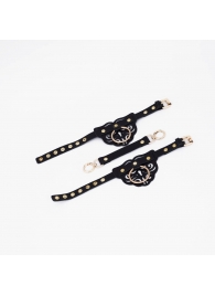 Черные оковы с золотистой фурнитурой - Crazy Handmade - купить с доставкой в Вологде
