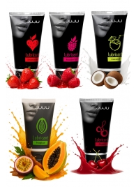 Набор из 5 съедобных лубрикантов JUJU (клубника, малина, тропические фрукты, вишня, кокос) - JuJu - купить с доставкой в Вологде