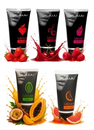 Набор из 5 съедобных лубрикантов JUJU (клубника, малина, тропические фрукты, вишня, грейпфрут) - JuJu - купить с доставкой в Вологде