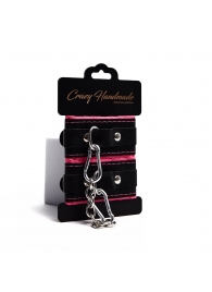 Черно-розовые скругленные наручники с мягкой подкладкой - Crazy Handmade - купить с доставкой в Вологде