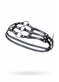 Черный кожаный пояс с кольцами - Pecado - купить с доставкой в Вологде