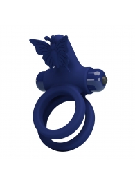 Синее эрекционное кольцо с вибростимуляцией клитора - Baile - в Вологде купить с доставкой