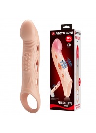 Телесная удлиняющая насадка с рельефом и вибрацией Brad - 21,3 см. - Baile - в Вологде купить с доставкой