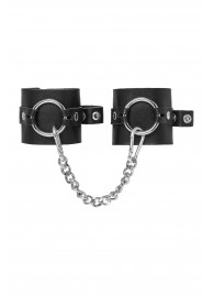 Черные наручники из толстой натуральной кожи с люверсами - Pecado - купить с доставкой в Вологде