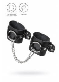 Черные наручники из толстой натуральной кожи с люверсами - Pecado - купить с доставкой в Вологде