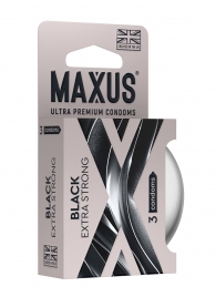 Черные утолщенные презервативы MAXUS Extra Strong с железным кейсом - 3 шт. - Maxus - купить с доставкой в Вологде