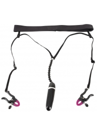 Женские вибростринги с зажимами для половых губ Spreader String with Vibrator - Orion - купить с доставкой в Вологде