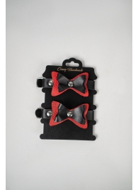 Черно-красные кожаные наручники с бантиками - Crazy Handmade - купить с доставкой в Вологде