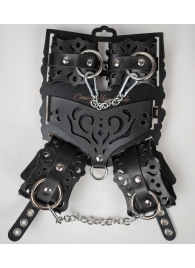 Черный ажурный кожаный набор фиксаций - Crazy Handmade - купить с доставкой в Вологде