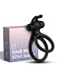 Черное эрекционное виброкольцо с подхватом мошонки Stay Hard - Boys of Toys - в Вологде купить с доставкой