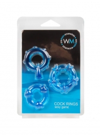 Набор из 3 синих эрекционных колец с различным рельефом - Erowoman-Eroman - в Вологде купить с доставкой