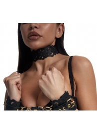 Черный ажурный чокер с золотистой фурнитурой - Crazy Handmade - купить с доставкой в Вологде