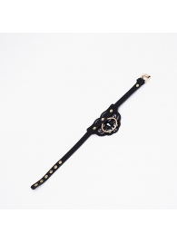 Черный чокер с клепками и золотистой фурнитурой - Crazy Handmade - купить с доставкой в Вологде