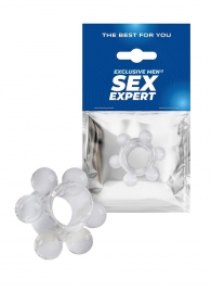 Прозрачное эрекционное кольцо с 6 стимулирующими шариками - Sex Expert - в Вологде купить с доставкой
