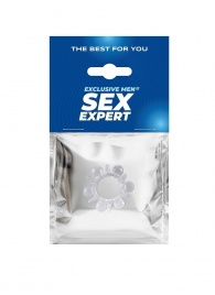 Прозрачное эрекционное кольцо с шариками и шипами - Sex Expert - в Вологде купить с доставкой